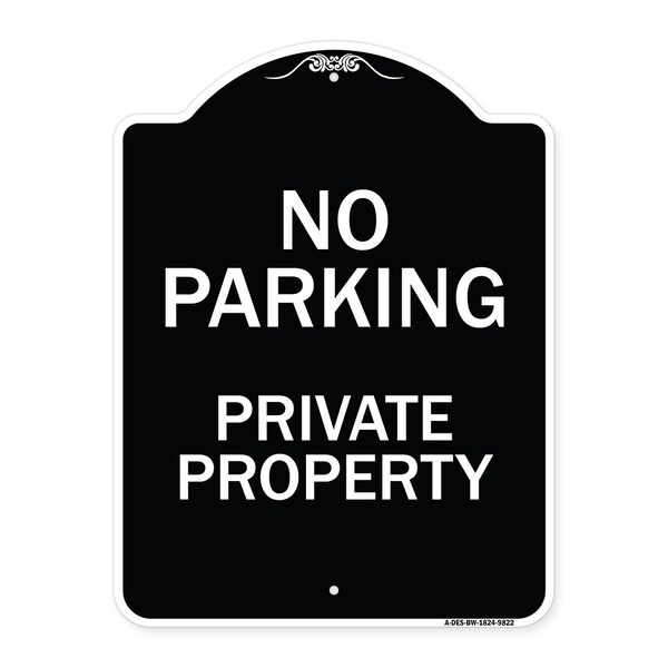 Designer Series-No Parking Private Property Black & White, 24" x 18", BW-1824-9822